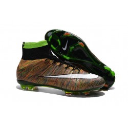 Nuovo 2015 Scrape Calcio Nike Mercurial Superfly FG Terreni Multicolore Nero Bianco