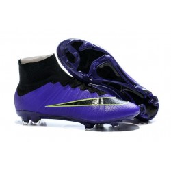 Nuovo 2015 Scrape Calcio Nike Mercurial Superfly FG Terreni Viola Nero