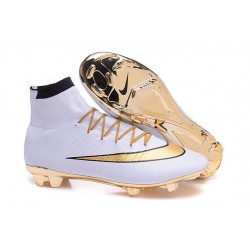 Nuove Scrape da Calcio Ronaldo Nike Mercurial Superfly FG Bianco Oro