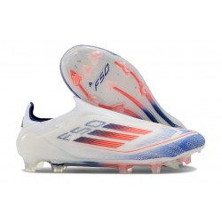 Adidas F50 Elite Senza Lacci FG Bianco Blu Lucido Rosso Solare