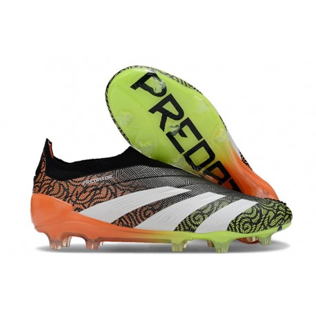 adidas Predator Elite Senza Lacci FG Nero Bianco Arancione Verde