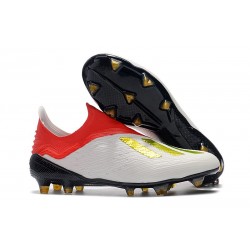 adidas X 18+ FG Scarpa da Calcio - Bianca Rosso Argento